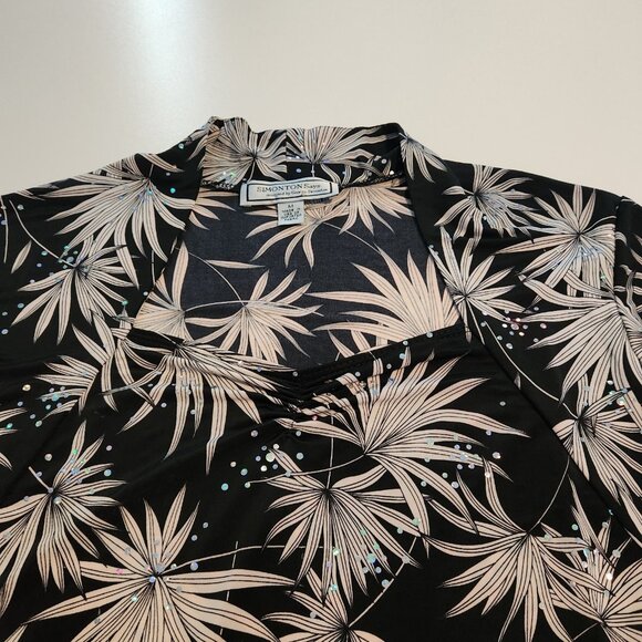 Simonton Says Top Rhinestones Floral Black White‎ Bling Elegant Womens Medium - Picture 4 of 14